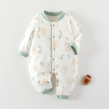新品嬰兒連體衣春秋40g夾棉護肚寶寶春裝哈衣韓版純棉新生兒衣服鑫弘-萌寶童裝可開發票
