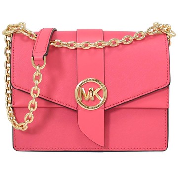 MICHAEL KORS Greenwich 金屬轉釦鍊帶斜背包.桃紅