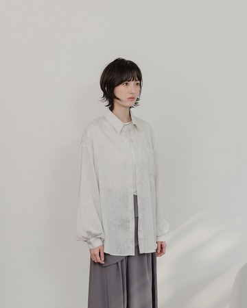 混紗織紋單口袋寬版長袖襯衫