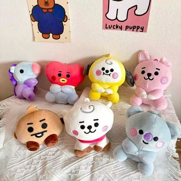 ✨元氣新品✨BTS防彈少年團毛絨玩具韓國偶像卡通公仔娃娃鑰匙扣包包掛件QACY
