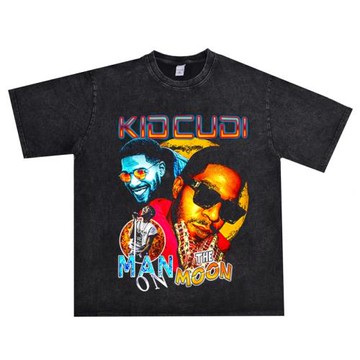 數碼直噴說唱歌手Rap嘻哈Kid Cudi饒舌印花重磅純棉T恤短袖寬松男