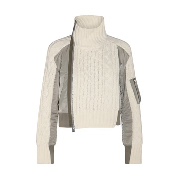 Sacai - White And Khaki Wool Blend Casual Jacket