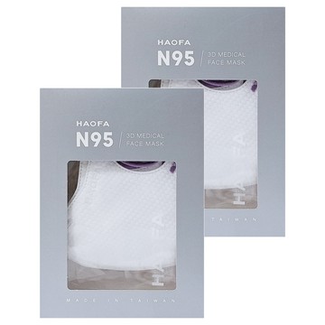 HAOFA 氣密型 N95立體醫療口罩 M  2盒  紫  10片