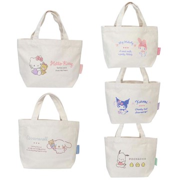 小禮堂 Sanrio 三麗鷗 帆布手提午餐袋 (名子款) Kitty 美樂蒂 酷洛米 大耳狗 帕恰狗