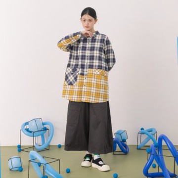 【MOSS CLUB】活片口袋休閒寬版九分褲 咖 灰