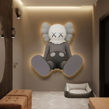 【掛畫壁飾】暴力熊客廳裝飾畫 發光led燈畫 卡通玄關背景牆掛畫臥室床頭畫 牆壁裝飾佈置 晶瓷畫