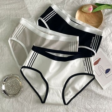 中腰內褲 無痕內褲 大尺碼內褲 包臀內褲 涼感內褲 短褲 5條 抗菌檔內褲女初中學生中腰提臀抑菌100%全棉舒適三角褲