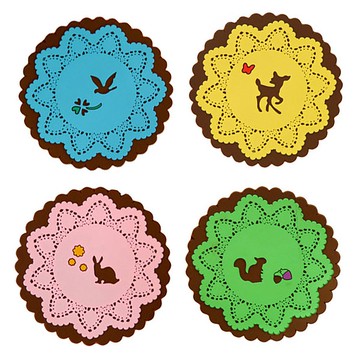 0403 森林動物蕾絲杯墊 韓系浪漫杯墊 蕾絲花邊 矽膠防滑墊 隔熱墊 止滑墊