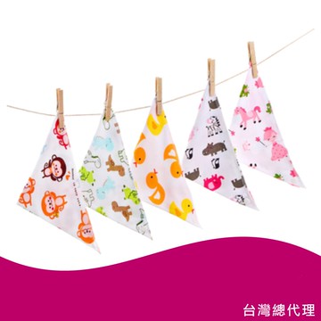 媽咪莉娜 兒童可愛純棉雙層按扣三角圍兜 口水巾 三角巾 (隨機出貨，不挑款)