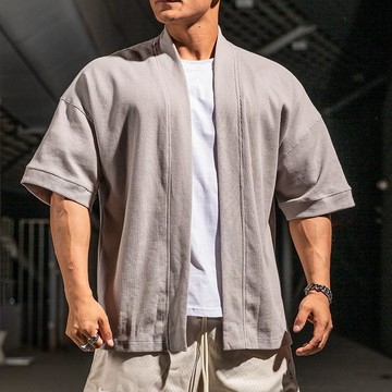 特大碼男裝肌肉信仰健身短袖開衫百搭訓練擼鐵衣服寬鬆運動半袖