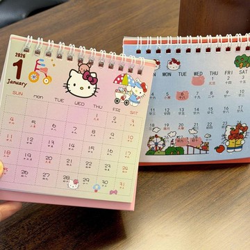 臺灣🎀日曆 迷你日曆 小檯曆2026年臺歷kitty檯曆記事本桌面立式凱蒂貓家用檯曆可愛ins風日曆