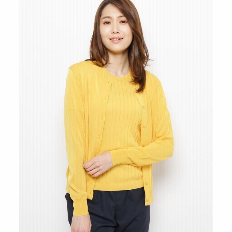 ソフール コットン 綿 アセテートアンサンブルニット レディース イエロー 40 L Sofuol 通販 Lineポイント最大get Lineショッピング