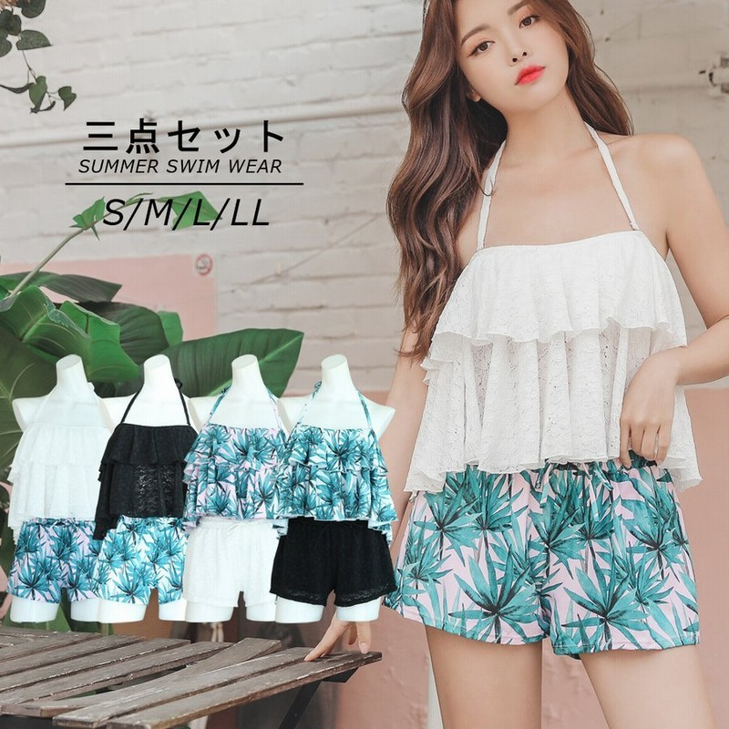 レディース 水着 3点セット 盛れるビキニ3点セット レーストップス タンキニ 花柄 花柄水着 みずぎ 通販 Lineポイント最大get Lineショッピング