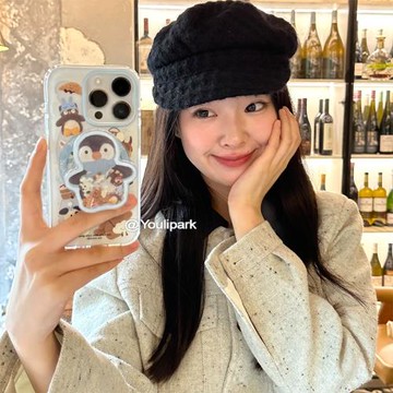 由里公園ins可愛小動物企鵝搖搖樂磁吸支架適用17pro蘋果17ProMax手機殼iPhone16全包17少女14Promax保護套15