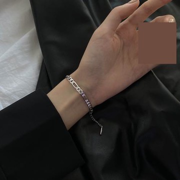 925純銀古巴鏈手鏈女ins潮小眾設計感冷淡風復古嘻哈個性鏈條手飾
