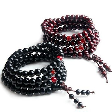 一飾情緣 108顆印度紅檀黑檀香木佛珠念珠多層手鏈 男女款037