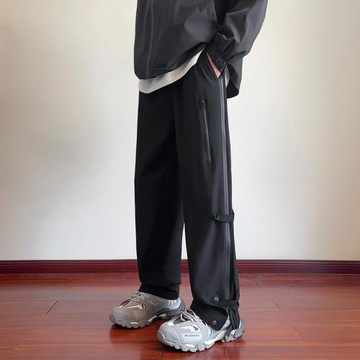 美式沖鋒褲男春秋2024新款直筒休閑褲設計感拉鏈小眾機能風傘兵褲