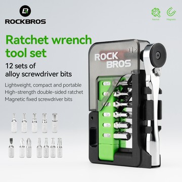 ROCKBROS 12件套棘輪扳手套裝鋁合金便攜式雙向棘輪維修工具包