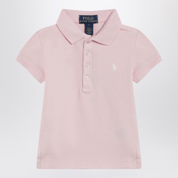 Pink cotton polo shirt with embroidered logo