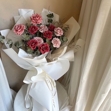 【遇見恆久】深情承諾11朵永生玫瑰大花束 限自取