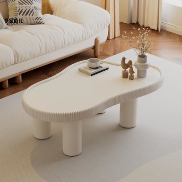 北歐 鋼化玻璃 桌面客廳云朵茶幾奶油風 簡約茶桌不規則異形桌子xj7181