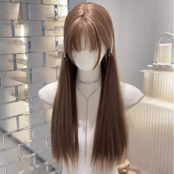 【KEKE】假髮女 長直髪 時尚減齡 仿真髪 蜜茶亞麻色 仿真髮 假髮 全頭套 整頂假髮 假髮女 真實自然
