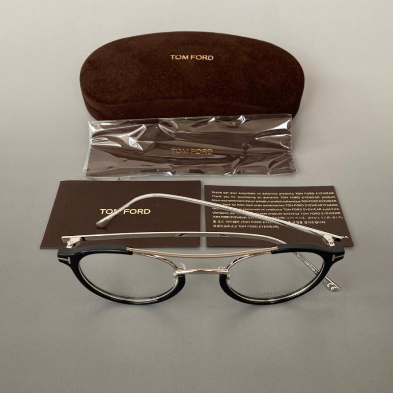 TOM FORD シルバーメタル素材オートクチュール ワンサイズ メガネ トムフォード TOM FORD ブラック シルバー ラウンド 眼鏡