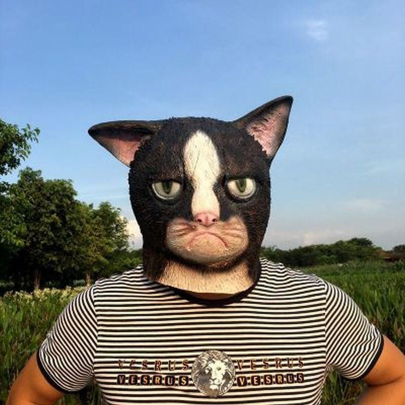 コスプレ ハロウィン フェイスマスク 動物 イベント 猫 黒猫 白猫