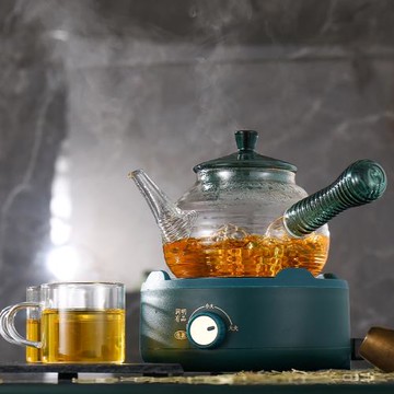 圍爐煮茶側把玻璃茶壺電熱爐煮茶器加厚耐高溫泡茶壺功夫茶具套裝