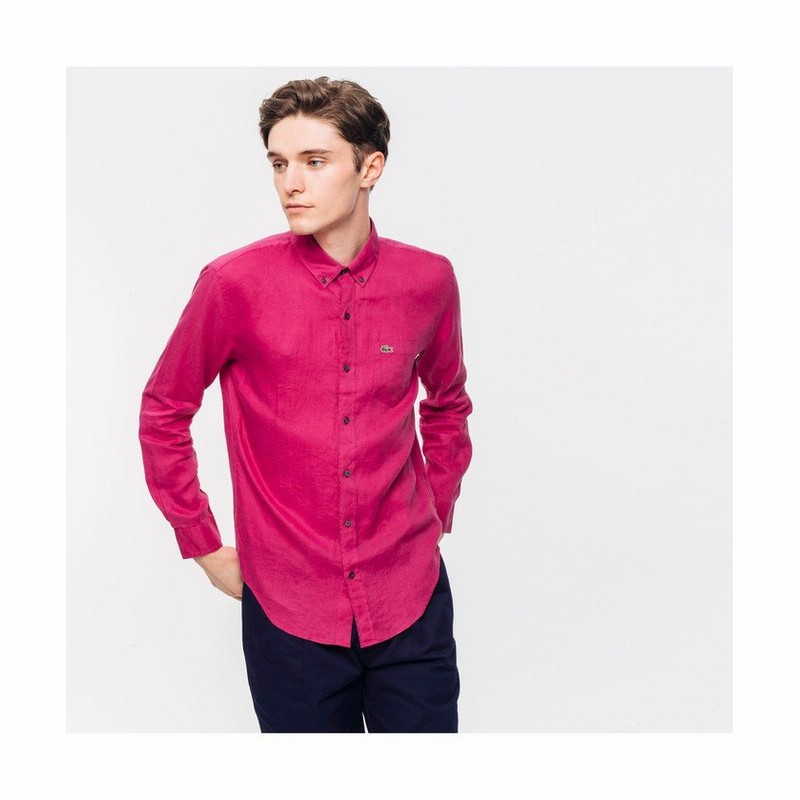 ラコステ リネンボタンダウンシャツ メンズ マジェンタ 39 日本サイズm Lacoste 通販 Lineポイント最大get Lineショッピング