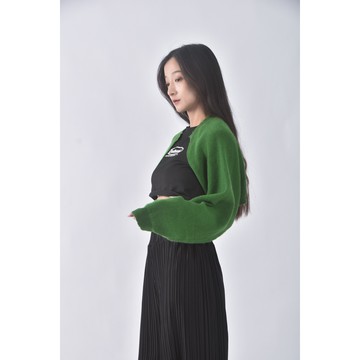 (F) maison質感羊毛綠色罩衫二手衣