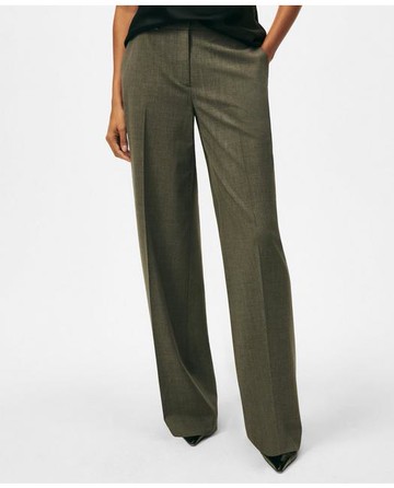 Brooks Brothers Women's The Essentials Wide-Leg Trousers in Wool Blend | Dark Grey | Size 14