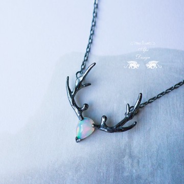 鹿邪 鹿角925銀 氧化做舊歐珀項鏈