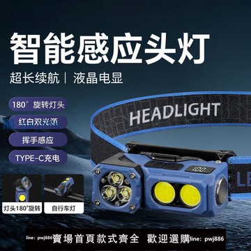 【可打統編 超低價】獵客強光頭燈充電式超亮超長續航夜釣魚專用登山徒步頭戴式感應燈