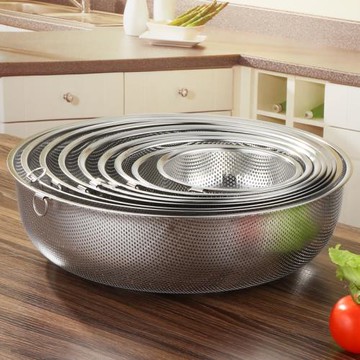 加厚不銹鋼盆 洗菜盆 瀝水籃 洗菜籃水果籃 淘米盆瀝水盆漏盆