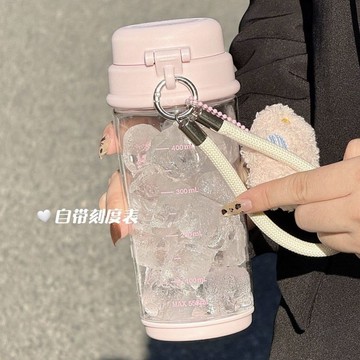 【台灣出貨】可愛蘋果水杯女生高顏值花茶杯帶茶隔學生塑料直飲外出便攜隨手杯冰霸杯  吸管杯 隨行杯