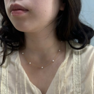 滿天星設計 淡水珍珠項鍊 正圓高皮光 4.3–4.5mm 14KGF 45cm