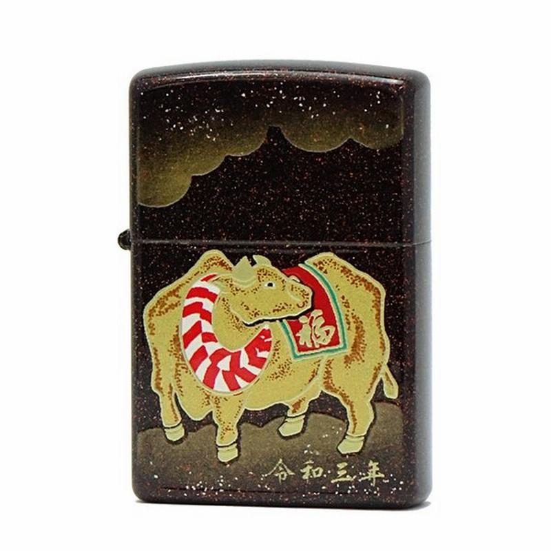 未使用 ZIPPO ジッポー 限定 丑 干支 伝統工芸 本金蒔絵 梨子地塗