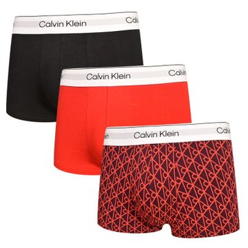 Calvin Klein Cotton Stretch 男內褲 棉質短版合身四角褲/CK內褲-黑、紅 三入組