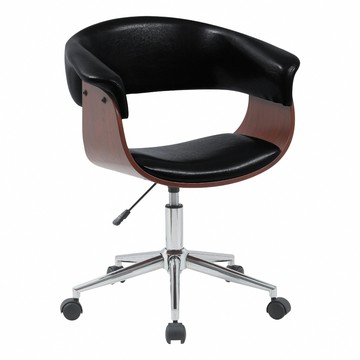 E-home Carson卡森PU面扶手曲木升降電腦椅-四色可選黑色