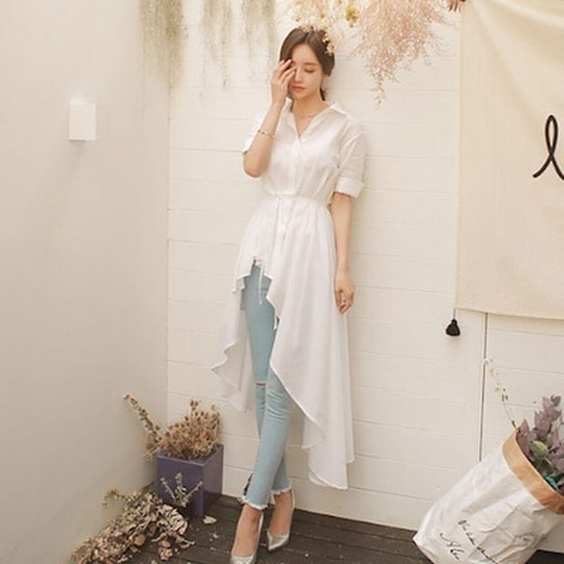 ロングシャツ 半袖 長袖 ガーリー ワンピース 清楚 通販 Lineポイント最大1 0 Get Lineショッピング