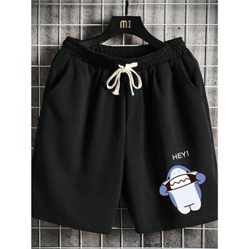 夏季冰絲短褲男士ins潮牌五分中褲胖子寬松加肥加大碼休閑沙灘褲