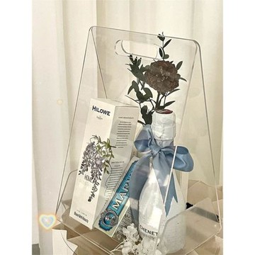 結婚亞克力透明三角手提盒伴娘伴手禮商務回禮閨蜜女生生日禮物