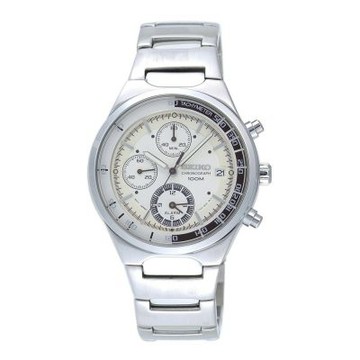 SEIKO 極速先鋒三眼計時腕錶-銀X米白-SNA081P1