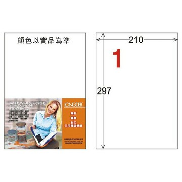 【龍德】A4 模造可再貼 雷射、噴墨、影印三用電腦標籤 1格 210x297mm 20大張/ 包 LD-800-WR-C【APP滿額下單10%點數(單一帳號最高1000點)】9/30止