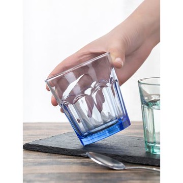 喜碧彩色玻璃杯必勝客同款九角杯藍色水杯餐廳檸檬杯果汁咖啡杯子