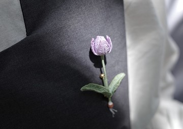 元森手作 鬱金香紫色浪漫蕾絲線繡微鉤系列自然植物風小清新胸花