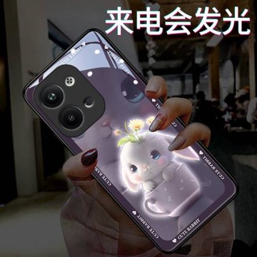 發光茶兔子適用于三星s24來電發光手機殼s23+保護套ultra情侶款玻璃A52外殼女s21+全包galaxys20高級閃光A52