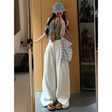 高個子加長版白色牛仔褲女秋冬休閑褲慵懶女褲寬松褲子拖地闊腿褲