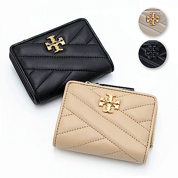 TORY BURCH Kira Chevron 拉鍊對開短夾 (多色選)